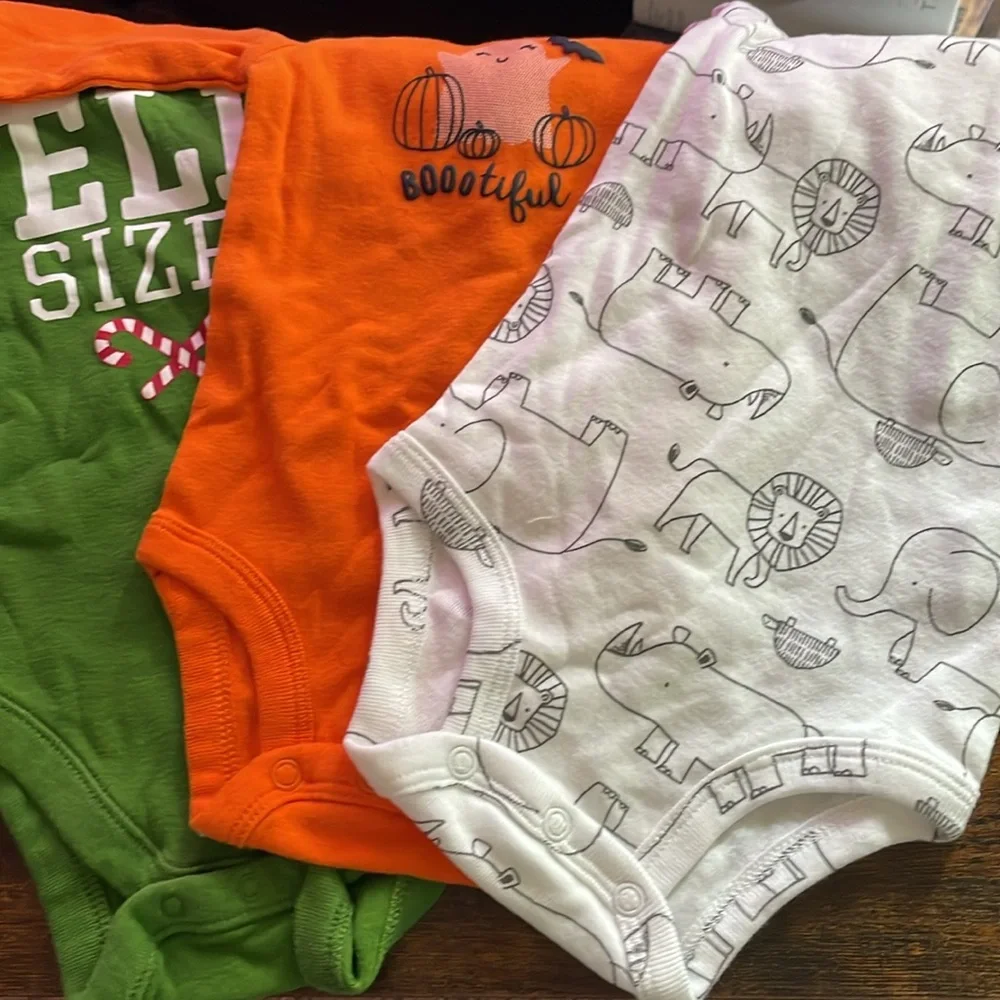 Lot of 3 Like New Onsies Unisex Infant 3 Months Christmas Halloween Animals